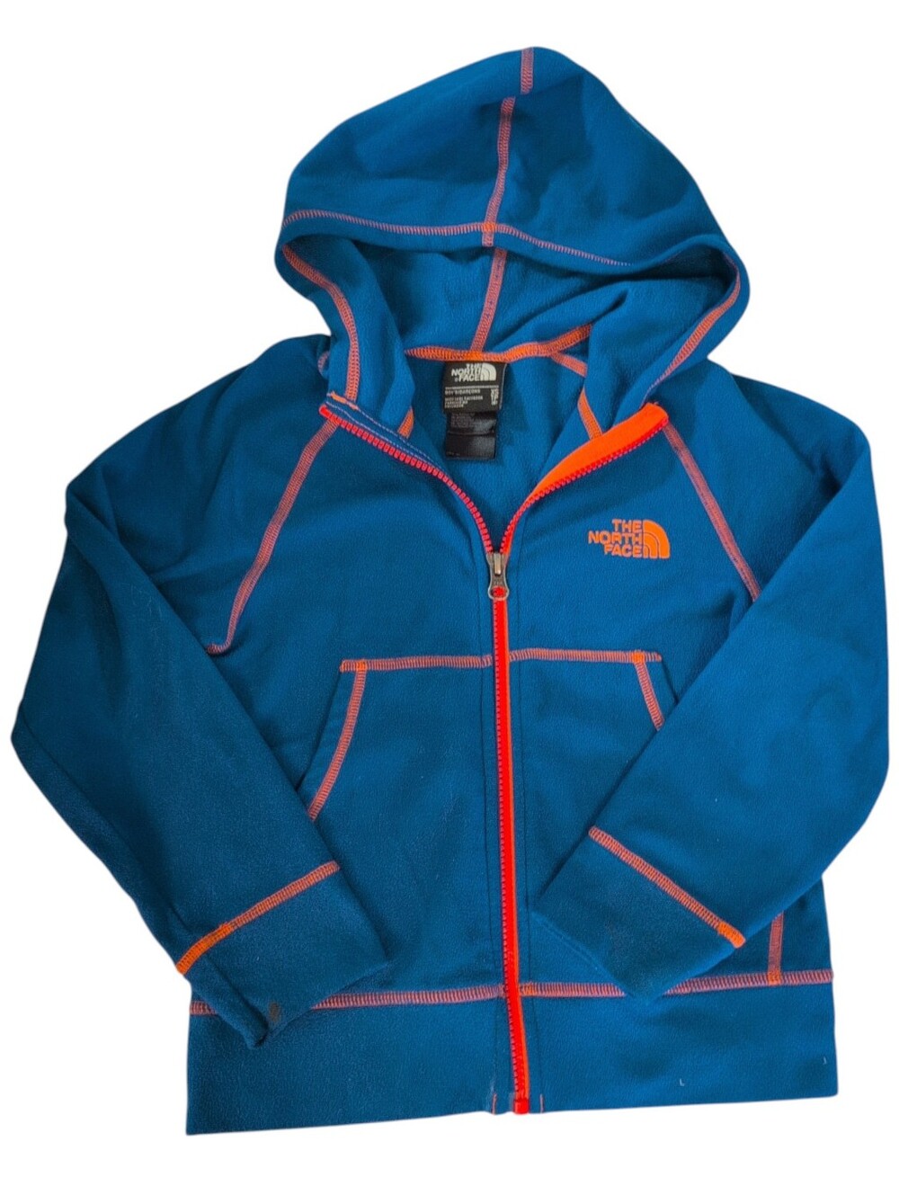 THE NORTH FACE Blue And Bright Orange Fleece Full Zip Hoodie